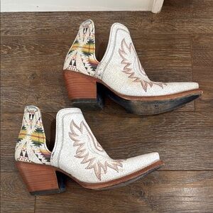 Ariat x Pendleton Ankle Booties in Cream with Aztec Accent